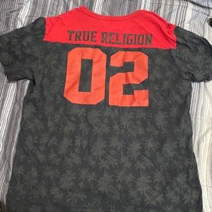 True religion, heavy duty, wax T-shirt, size 3 XL black red logo, fast shipping